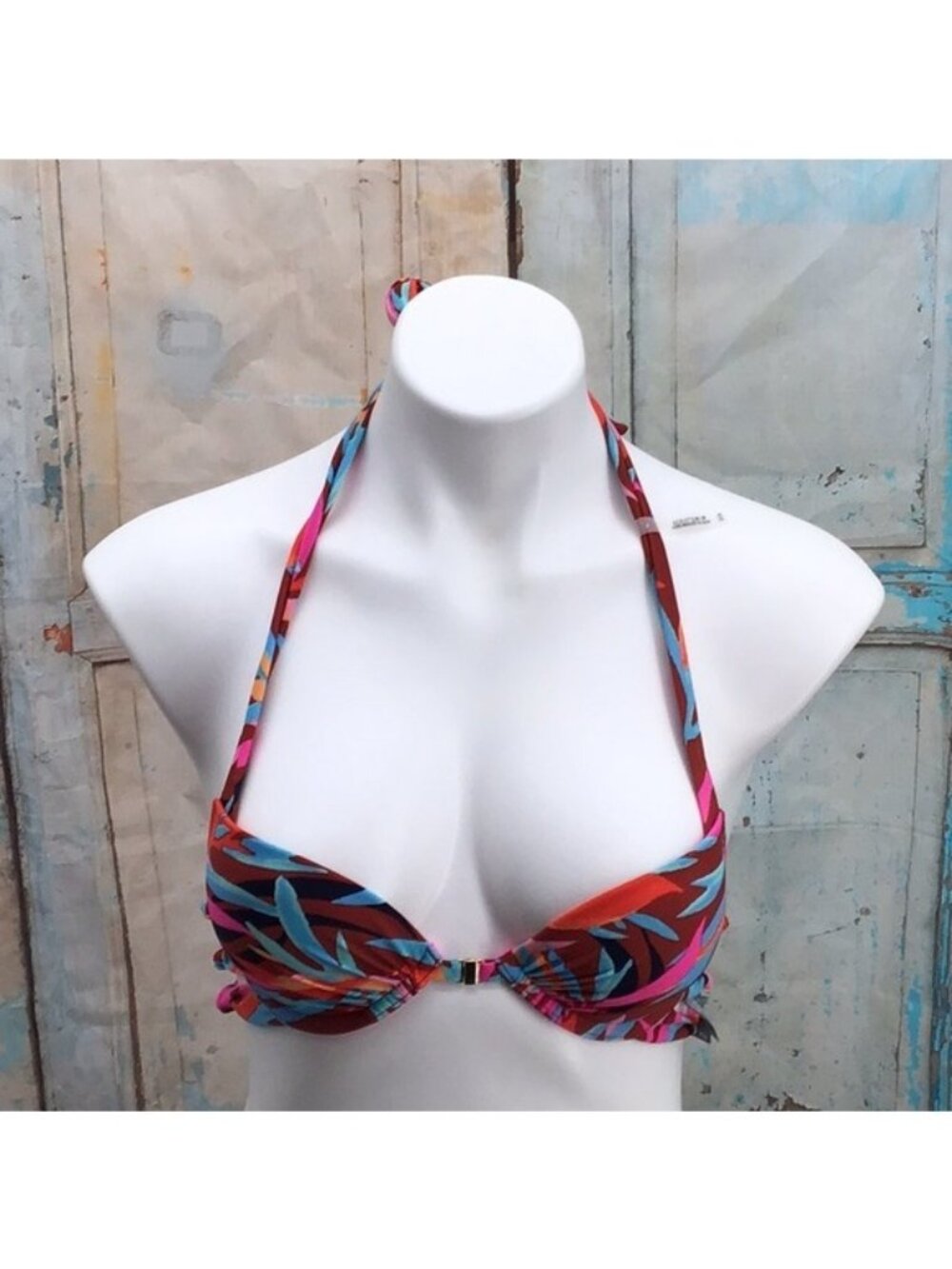 Aerie Swim Brooke Tropical Print Halter Bikini Top 32A